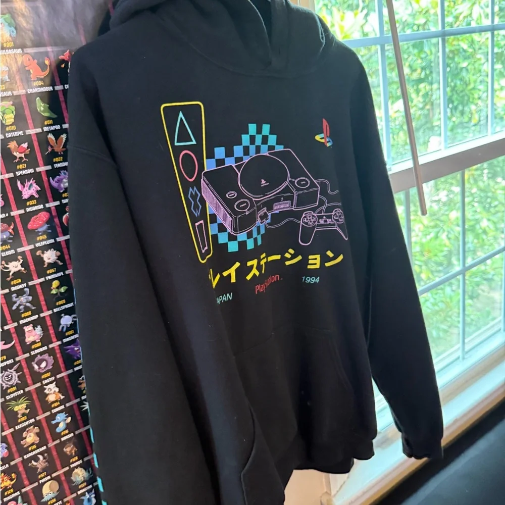 Sony Black Hoodie with PlayStation Console Design